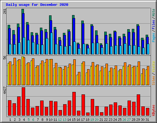 Daily usage for December 2020