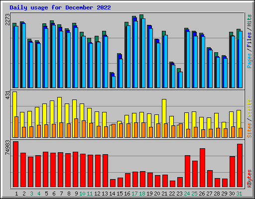 Daily usage for December 2022