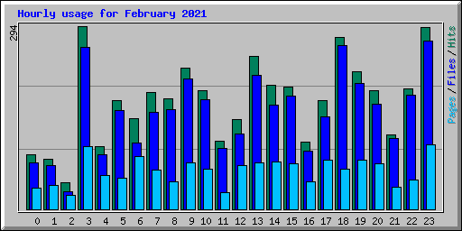 Hourly usage for February 2021